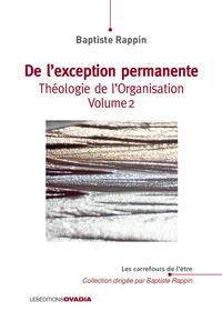 THEOLOGIE DE L'ORGANISATION VOLUME 2 DE L'EXCEPTION PERMANENTE