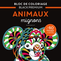 BLOC DE COLORIAGES BLACK PREMIUM : ANIMAUX MIGNONS