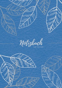 Notizbuch Tagebuch A5 liniert - 100 Seiten 90g/m² - Soft Cover - Silberne Blätter auf blau - FSC Papier
