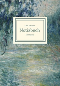Notizbuch schön gestaltet mit Leseband - A5 Hardcover blanko - 100 Seiten 90g/m² - Motiv „Morgen an der Seine", Monet - FSC Papier
