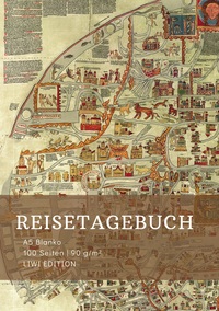 Reisetagebuch zum Selberschreiben - A5 blanko - 100 Seiten 90g/m² - Soft Cover - Motiv Ebstorfer Weltkarte - FSC Papier