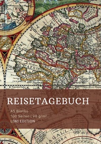 Reisetagebuch zum Selberschreiben - A5 blanko - 100 Seiten 90g/m² - Soft Cover - Motiv Weltkarte - FSC Papier