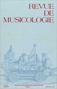 Revue de musicologie tome 84, n° 1 (1998)