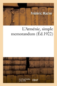 L'ARMENIE, SIMPLE MEMORANDUM