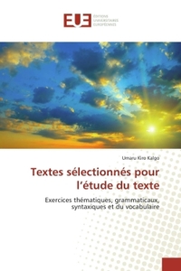 Textes sélectionnés pour l'étude du texte