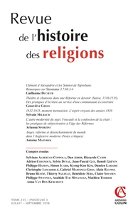 REVUE DE L'HISTOIRE DES RELIGIONS (3/2018) VARIA