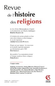 Revue de l'histoire des religions - Nº1/2022 Varia