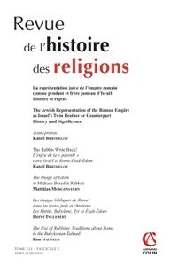 Revue de l'histoire des religions (2/2016) La représentation juive de l'empire romain comme pendant