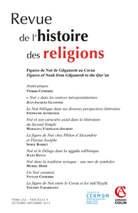 Revue de l'histoire des religions - Tome 232 (4/2015) Figures de Noé de Gilgamesh au Coran