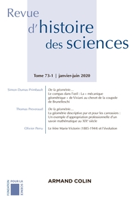 REVUE D'HISTOIRE DES SCIENCES 1/2020 VARIA