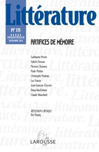 Littérature n° 175 (3/2014) Artifices de mémoire