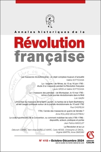 Annales historiques de la Révolution française Nº418 4/2024