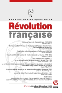 ANNALES HISTORIQUES DE LA REVOLUTION FRANCAISE N 414 4/2023 - VARIA