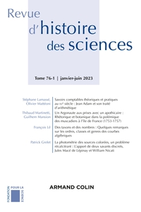 REVUE D'HISTOIRE DES SCIENCES 1/2023