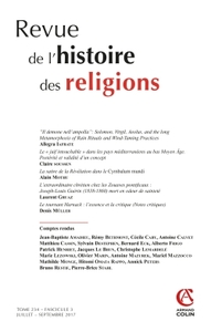 REVUE DE L'HISTOIRE DES RELIGIONS (3/2017) VARIA