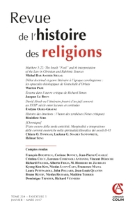 Revue de l'histoire des religions (1/2017) Varia