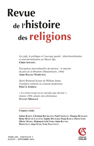 REVUE DE L'HISTOIRE DES RELIGIONS - N 3/2023