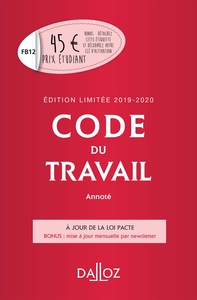 Code du travail annoté, Édition limitée 2019-2020