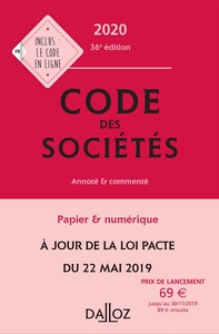 Code des sociétés 2020, annoté et commenté - 36e ed.