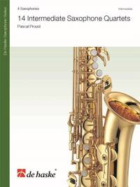 14 INTERMEDIATE SAXOPHONE QUARTETS - 4 SAXOPHONES -PARTITION+PARTIES SEPAREES