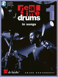 ARJEN OOSTERHOUT : REAL TIME DRUMS IN SONGS (F) - RECUEIL AVEC SUPPORT(S) EN LIGNE - BATTERIE.