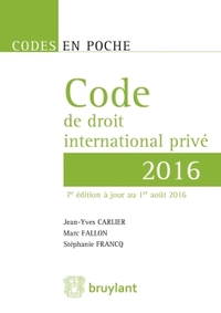 Code en poche - Code de droit international privé 2016