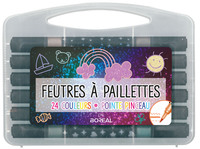 BOITE DE 12 FEUTRES A PAILLETTES (24 COULEURS)