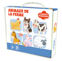 PUZZLE ANIMAUX DE LA FERME 6 EN 1 - 39 PIECES