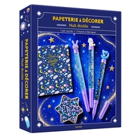 Papeterie à décorer Nuit étoilée - 3 stylos à créer et 1 petit carnet