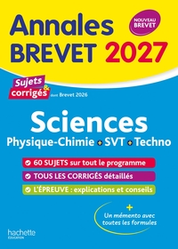 ANNALES BREVET 2027 - SCIENCES 3E - SUJETS ET CORRIGES