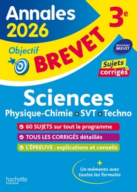 Annales Brevet 2026 - Sciences 3e - sujets et corrigés