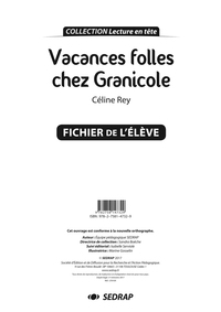 VACANCES FOLLES CHEZ GRANICOLE - FICHIER PEDAGOGIQUE