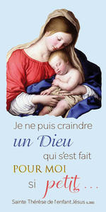Vierge a l'enfant Sassoferrato Bleu "je ne puis craindre un Dieu..." Lot de 10 cartes de communion - Vernis 3D
