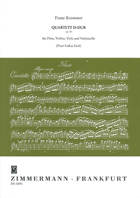 QUATUOR EN RE MAJEUR - OP. 93. FLUTE, VIOLIN, VIOLA AND CELLO. PARTITION ET PARTIES.