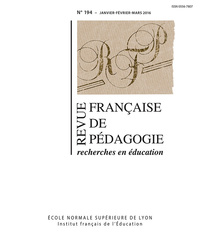 REVUE FRANCAISE DE PEDAGOGIE, N 194/2016. VARIA