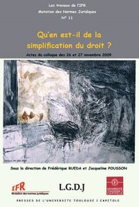 QU'EN EST-IL DE LA SIMPLIFICATION DU DROIT ?