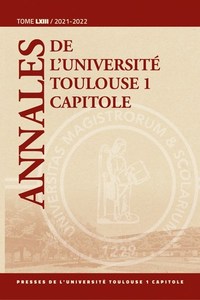 Annales de l'Université Toulouse 1 Capitole Tome LXIII