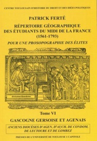 repertoire geographique des etudiants du midi de la france. tome vi -  gascogne