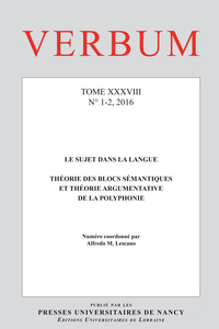 Verbum, Tome XXXVIII, n° 1-2/2016