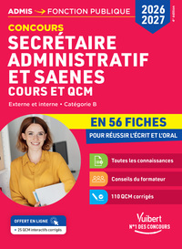 Concours Secrétaire administratif et SAENES en 56 fiches 2026-2027 - Cours et QCM
