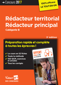 Concours Rédacteur territorial et Rédacteur principal - Catégorie B - Préparation rapide et complète à toutes les épreuves