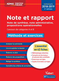 Note et rapport - Méthode et exercices - Concours de catégories A et B - L'essentiel en 42 fiches