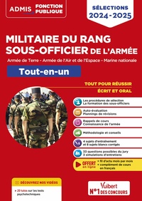 SELECTIONS MILITAIRE DU RANG - SOUS-OFFICIER DE LARMEE 2024-2025 - TOUT-EN-UN - ARMEE DE TERRE, ARME