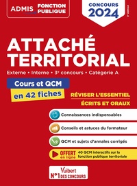 ATTACHE TERRITORIAL - CATEGORIE A - COURS ET QCM EN 42 FICHES - EXTERNE, INTERNE - CONCOURS 2024