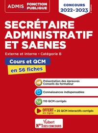 Concours Secrétaire administratif et SAENES - Catégorie B - Cours et QCM en 56 fiches