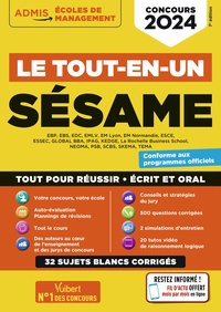 LE TOUT-EN-UN SESAME - 32 SUJETS BLANCS - ECRITS ET ORAUX - TUTOS OFFERTS - CONCOURS 2024