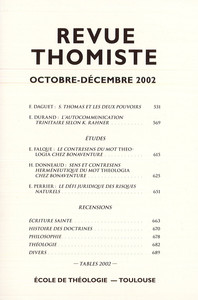 Revue thomiste - N°4/2002