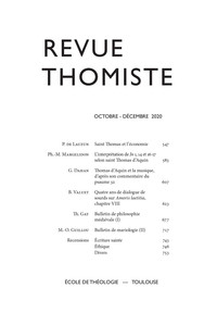 REVUE THOMISTE - N 4/2020