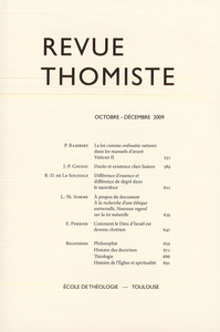 Revue thomiste - N°4/2009