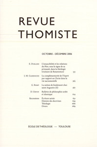 Revue thomiste - N°4/2006